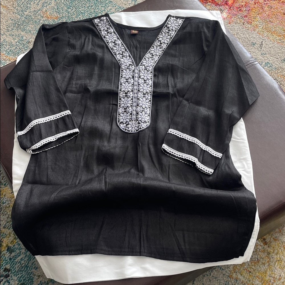 Black Embroidered Women's Tunic